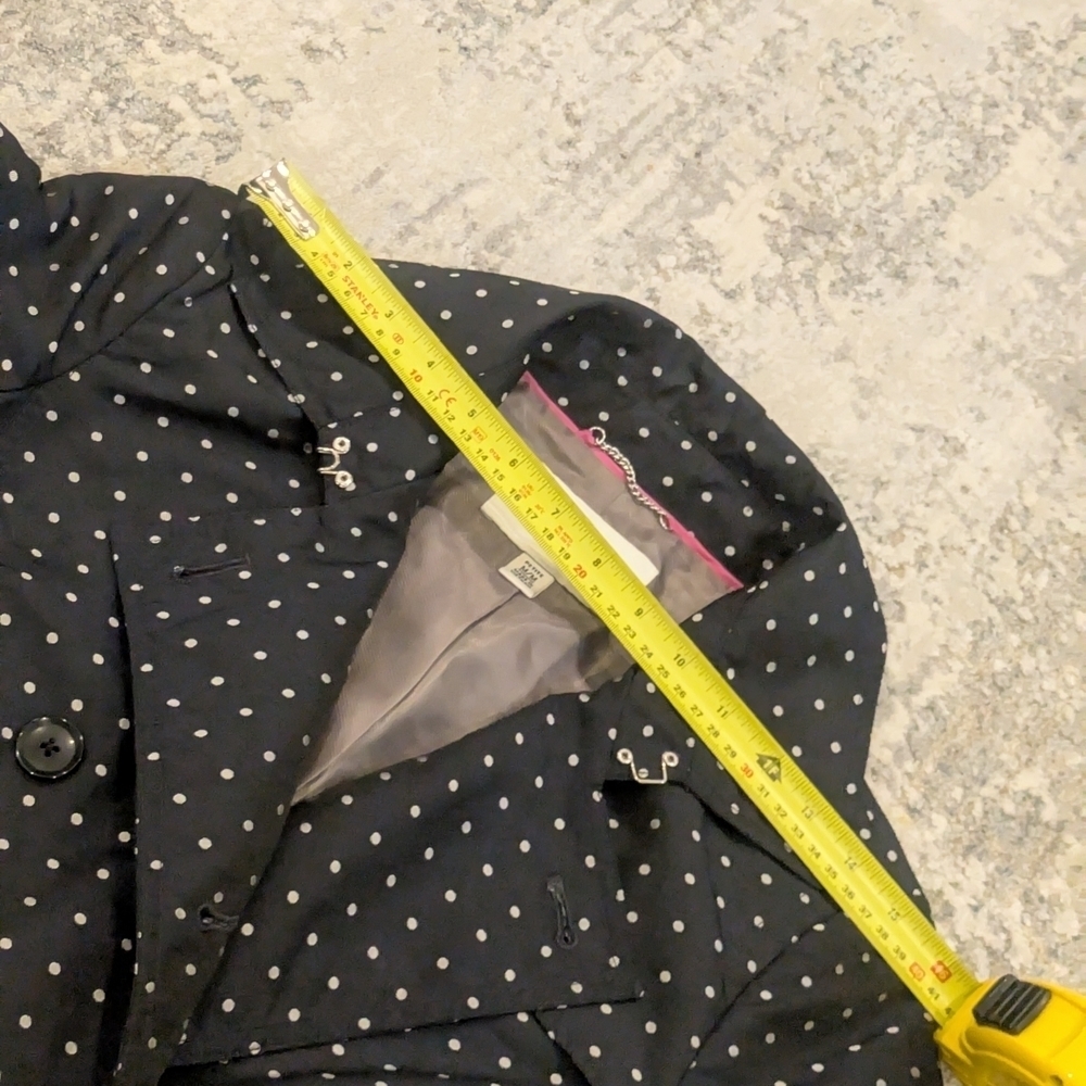 Banana Republic Polka Dot Trench Coat Blue White Belted Women’s M Rain Jacket - Picture 8 of 10